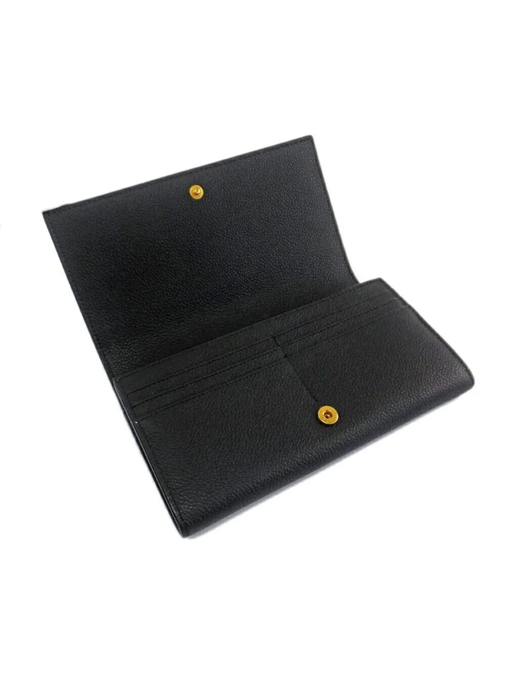 Saint Laurent Ten YSL Line Large Flap Wallet Gold Black
